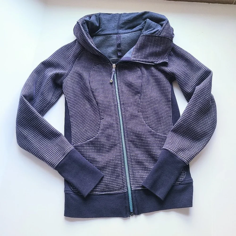 Lululemon Full Zip Scuba Hoodie III Double Dot Naval Blue Lullaby Purple Size 2
